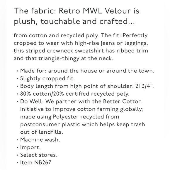 Madewell MWL Velour Stripe Crewneck - Picture 15 of 15